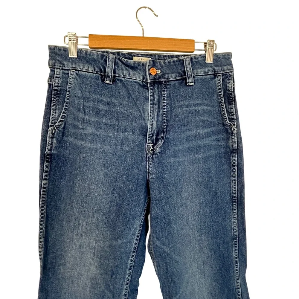 J.CREW Denim‎ Wide Flare Leg Jeans Womens 29 Blue High Rise Raw Hem Boho Coastal